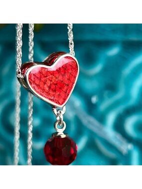 Yours Truly Red Heart Necklace Silver Swarovski Crystal Necklace